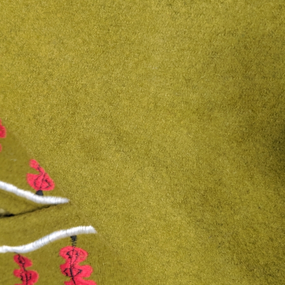 Vintage Wool Blend Embroidered Coat Large Terry K Floral Green Red - Picture 11 of 16